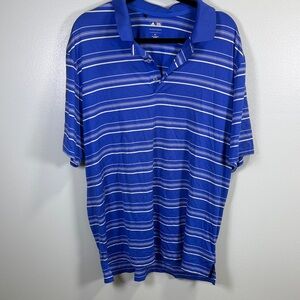 adidas PureMotion Blue and‎ White Striped Polo Shirt